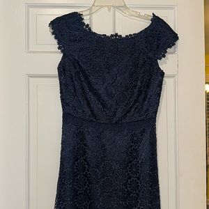 Laundry by Shelli Segal Navy Blue A-Line Lace Dress